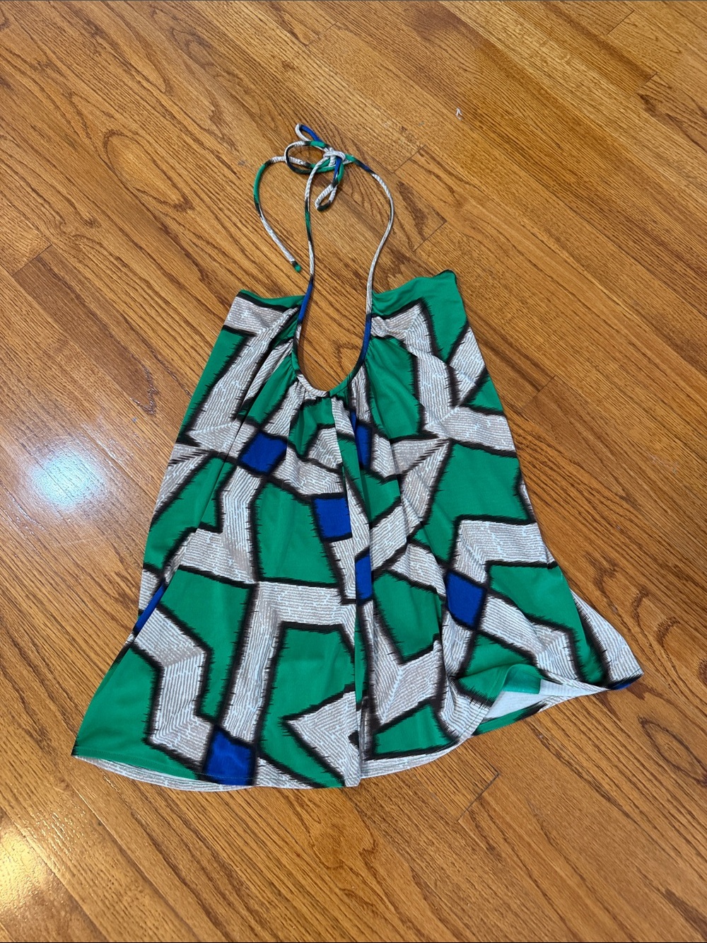 Diane Von Furstenberg Green Blue Geometric Halter Top